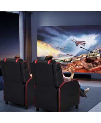 PU Leather Massage Gaming Recliner Chair with Side Pockets