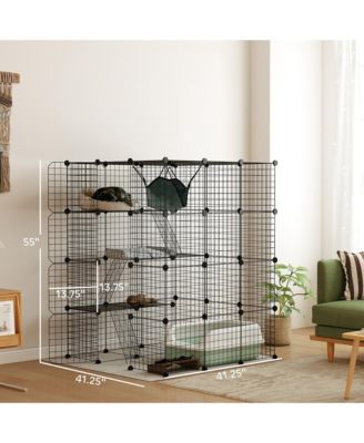 DIY Cat Cage Indoor with Hammock, for 1-3 Cats, 3 x 3 x 4,