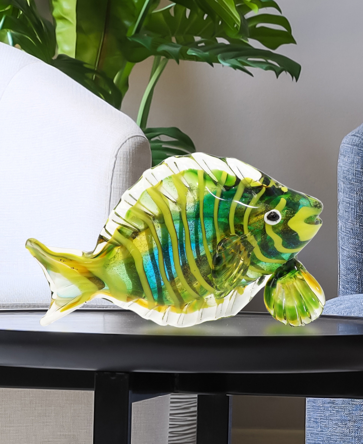 Dale Tiffany 6.5" Varadero Fish Art Glass Figurine In Green