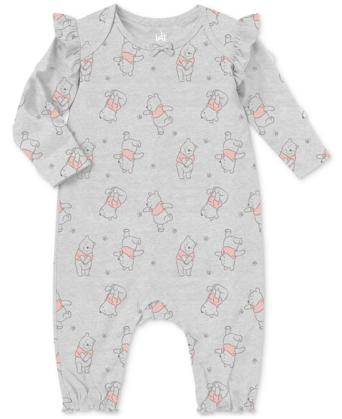 Disney Baby Winnie-the-pooh Long-sleeve Coverall & Short-sleeve Romper, 2 Pack In Light Gray