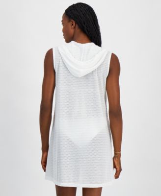 Women's Hooded Zip-Front Sleeveless Swim Cover-Up