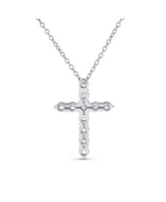 Necklace Minimalist Sterling Silver Cross Pendant with Cubic Zirconia