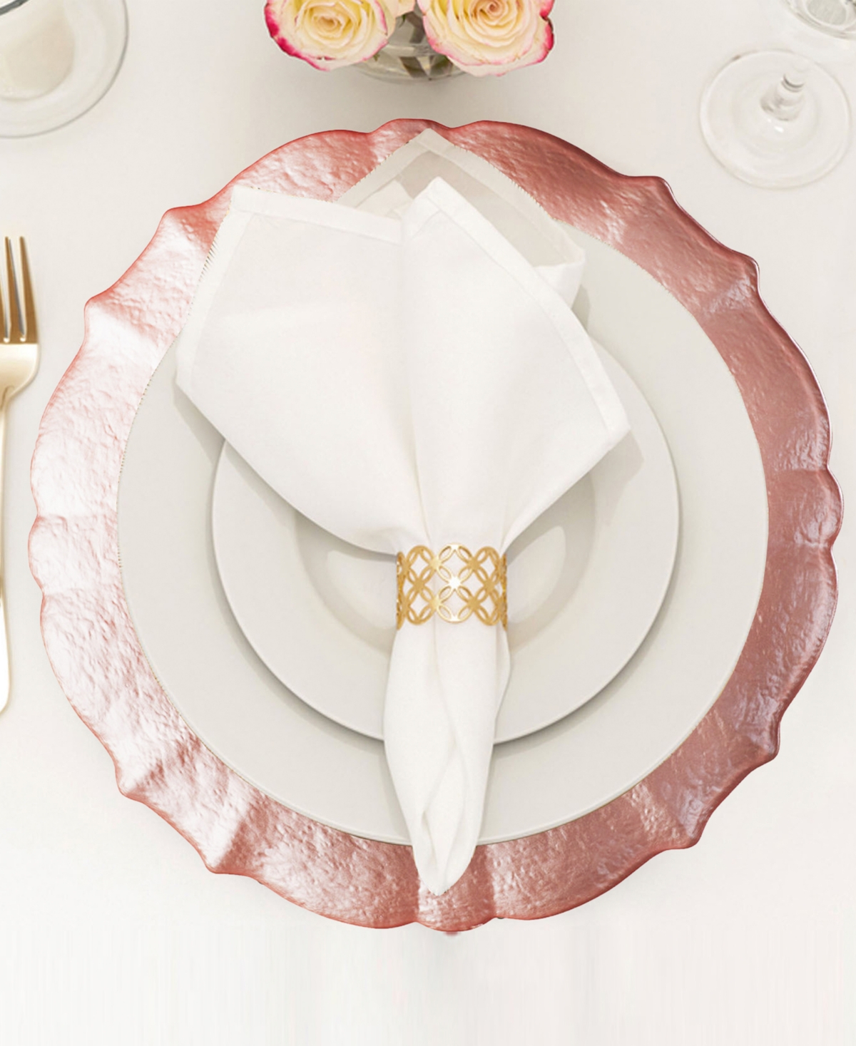 American Atelier Ice Queen Blush Charger Plates, Set Of 4 In Pink