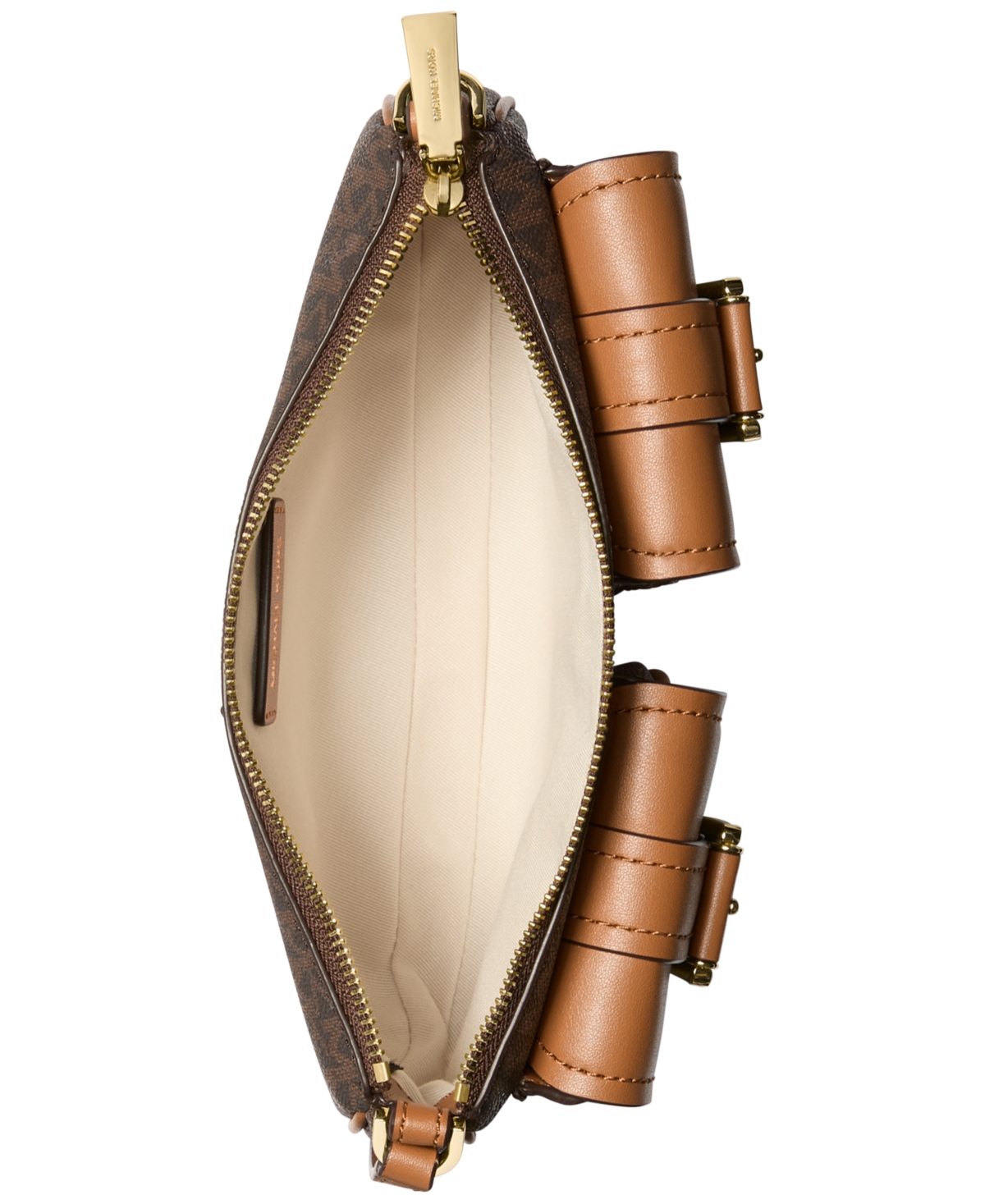 Michael Kors Zoe Shoulder Bag Printed Canvas In Brown,acorn