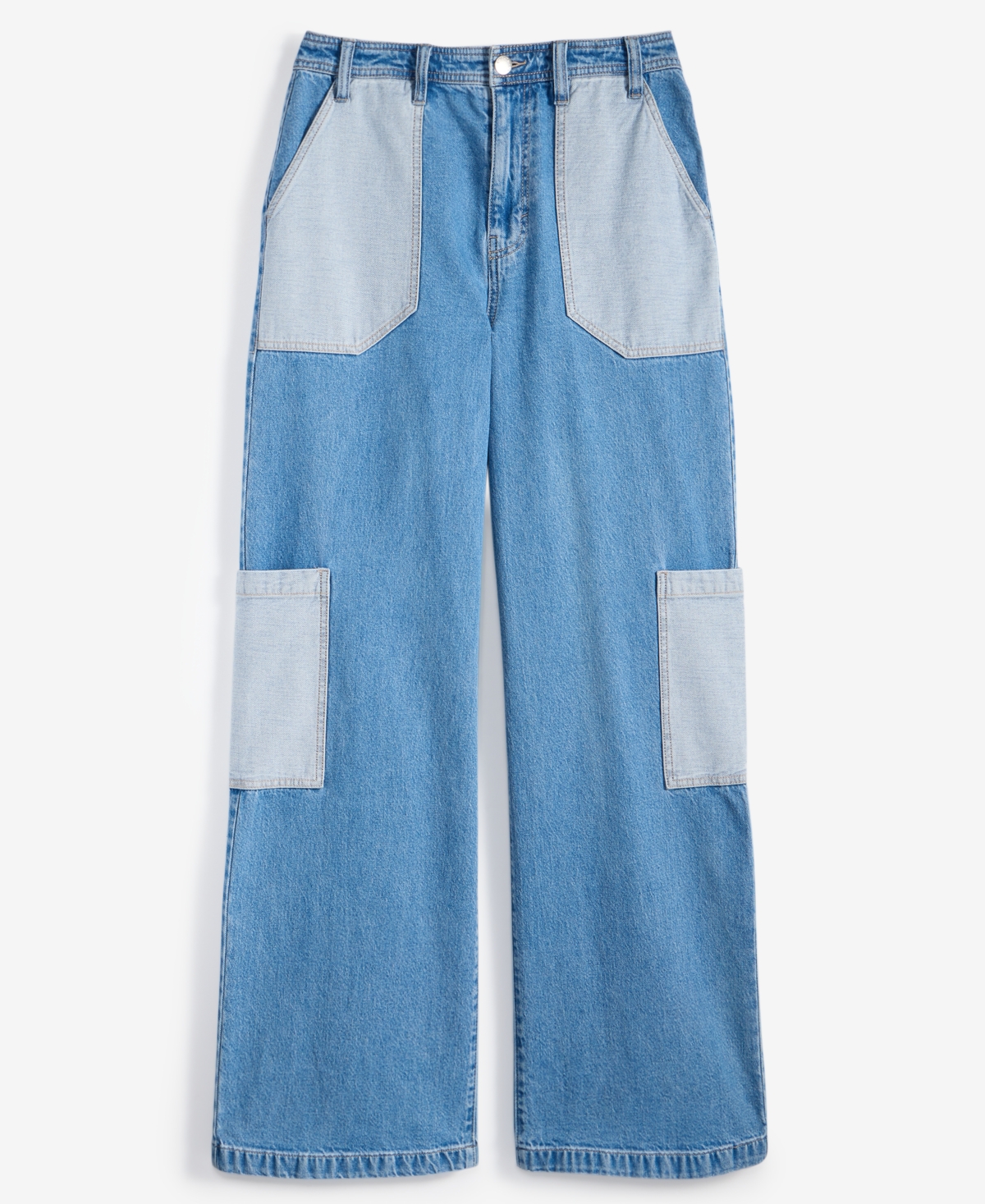 On 34th Women's Two-tone High-rise Cargo Wide-leg Jeans, Exclusively At Macy's In Bright 2 Tone