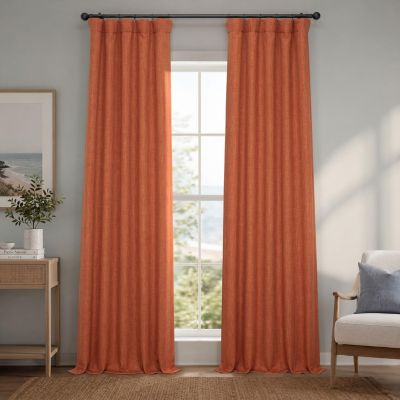 Faux Linen Room Darkening Curtains for Bedroom and Living Room Curtains (1 Panel)