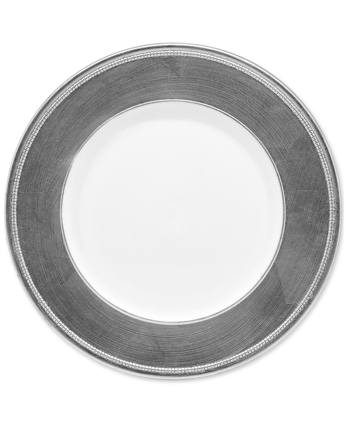 American Atelier Leaf Rim/white Charger Plates, Set Of 12 In Silver