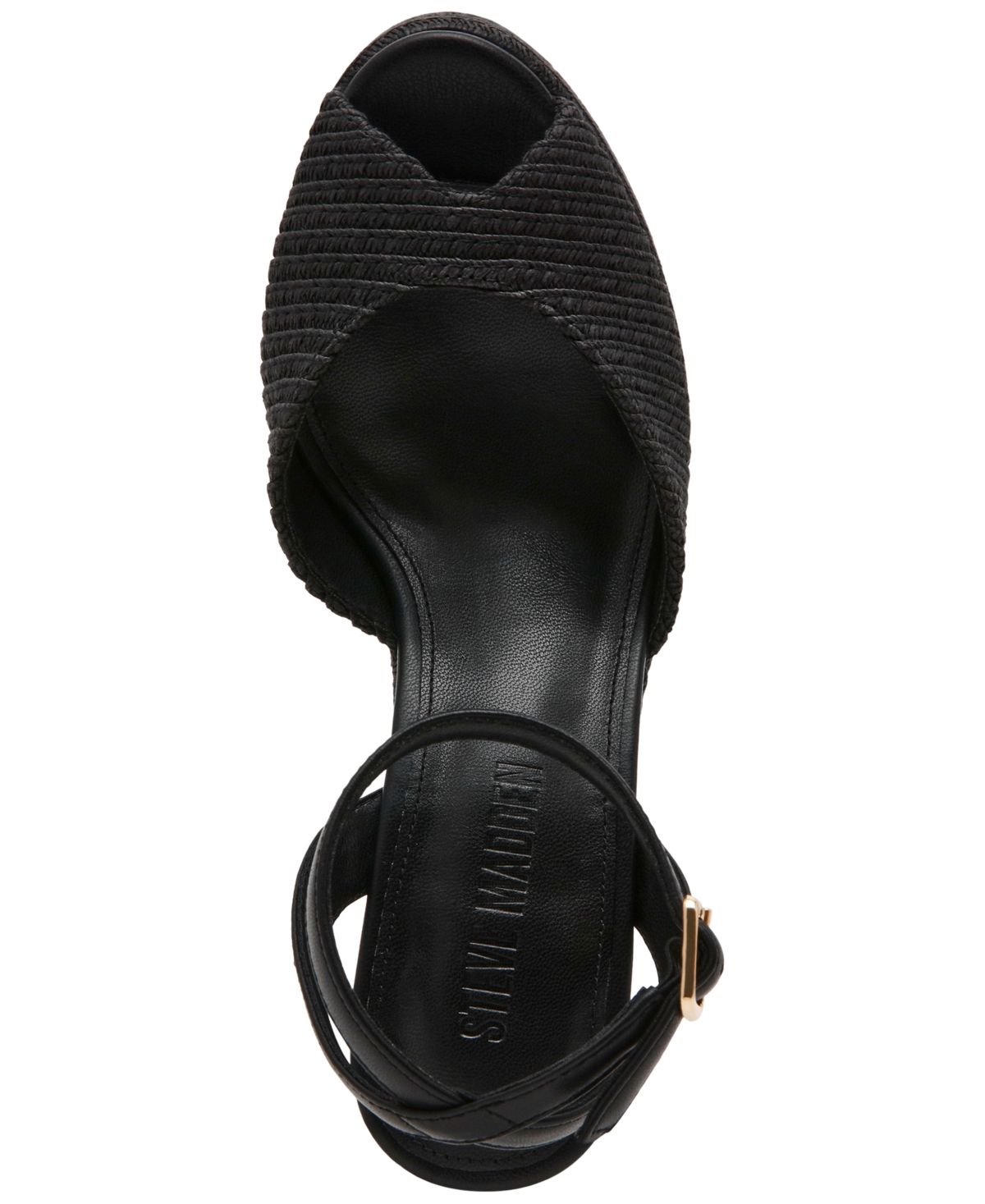 Steve Madden Women's Wanona Raffia Wedge Sandals In Black Raffia