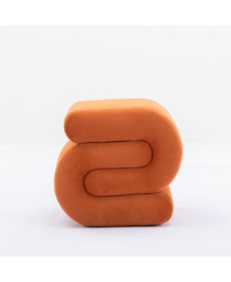 Chic S-Shape Velvet Footstool, Upholstered Makeup Stool, Modern Ottoman for Bedroom, Living Room, and Dressing Area-The Pop Home