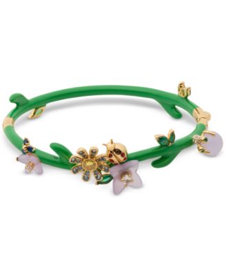 kate spade new york - Gold-Tone Multi-Stone Garden Hinged Bangle Bracelet