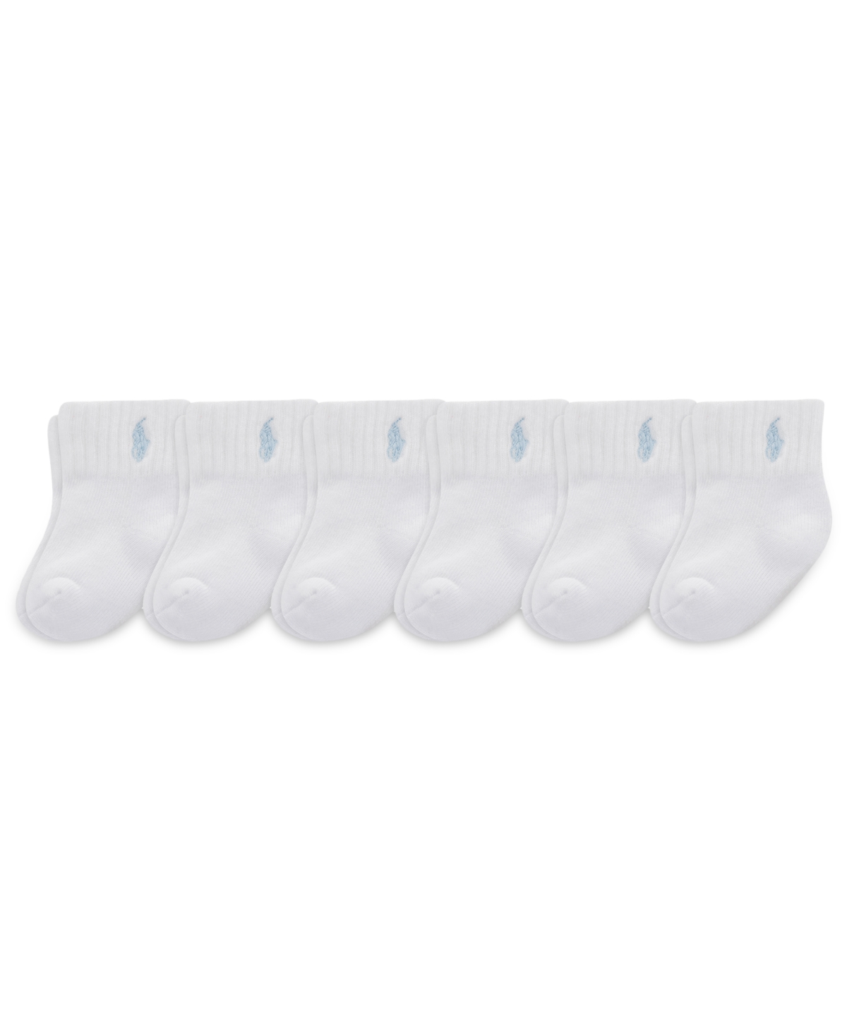 Polo Ralph Lauren Baby Boys Polo Baby Sport Quarter Socks, 6 Pack In Light Blue