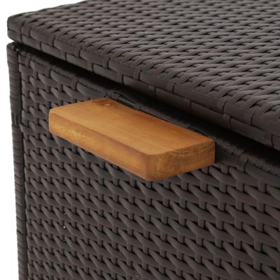 75 Gallon Indoor/Outdoor Acacia Wood and Resin Wicker Storage Deck Box with Hinged Lid