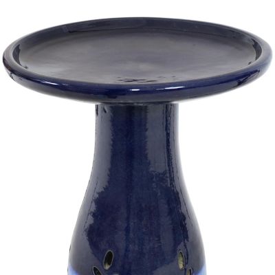 Outdoor Weather-Resistant Garden Patio Classic High-Fired Smooth Ceramic Hand-Painted Bird Bath