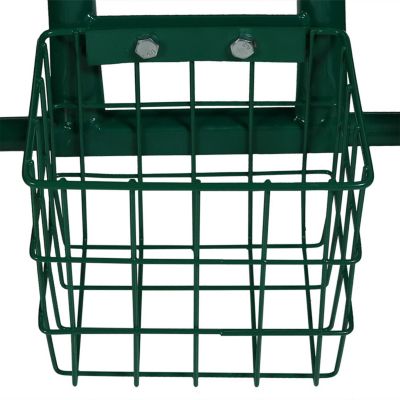 Outdoor Heavy-Duty Steel Rolling Gardening Cart with Adjustable Height Swivel Chair, Tool Tray, and Basket