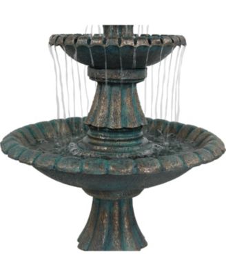 Nouveau 41-Inch Tall 2-Tier Outdoor Garden Water Fountain - Green