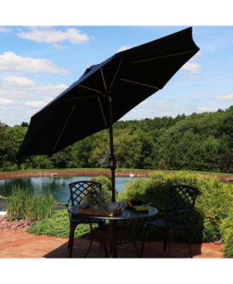 Outdoor Aluminum Sunbrella Patio Umbrella with Solar LED Light Bars and Tilt - 9'