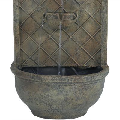 Messina 26-Inch Polystone Outdoor Solar Wall Fountain - Florentine Stone Finish