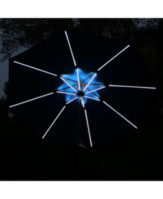 Outdoor Aluminum Sunbrella Patio Umbrella with Solar LED Light Bars and Tilt - 9'