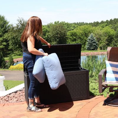Outdoor Deck and Patio Storage Box with Rattan Design - 100 Gal.
