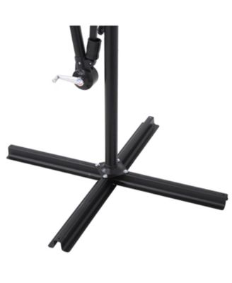 Outdoor Steel Cantilever Offset Patio Umbrella with Solar LED Lights, Air Vent, Crank, and Base - 9'