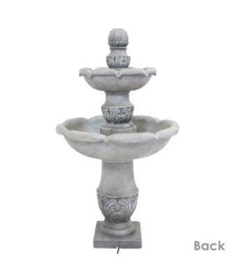 50-Inch 2-Tier French Garden Outdoor Water Fountain - Glass Fiber Reinforced Concrete Construction - Dusty Gray
