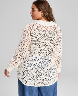 Plus Size Cotton Crocheted Blouse