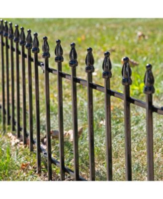 Roman Decorative Garden Fence Panels - Iron Border Fence - 22” W x 18” H Per Panel - Black - Set of 5 - 9' Length