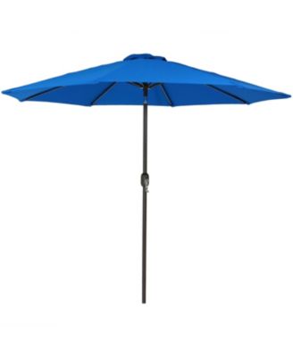 Outdoor Aluminum Solution-Dyed Sunbrella Patio Umbrella with Auto Tilt and Crank - 9' - Pacific Blue
