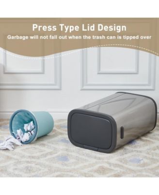 Trash Can, 55 L/14.5 Gallon Trash Can with Pop-Up Lid, Stainless Steel Kitchen Garbage Can