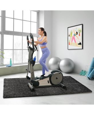 18 Interlocking Gym Floor Mat - 1/2" Thick Rubber Top High-Density EVA Foam (72 Sq Ft) - for Yoga, Heavy Exercise Equipment (Gray Speckled)