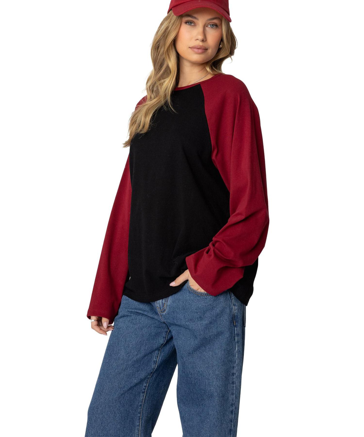Women's Oversized Raglan Long Sleeve T Shirt