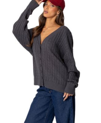 Womens Francine Oversized V Neck Cardigan