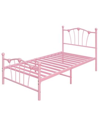 Twin Bed Frame, Twin Bed Frame with Heart Shaped Headboard and Tailboard