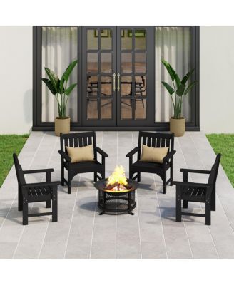 Outdoor Patio HDPE Adirondack Dining Arm Chairs (Set of 4)