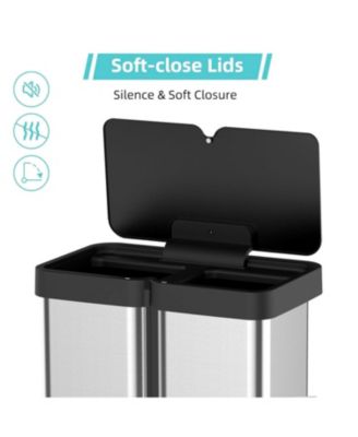 16 Gallon Automatic Trash Can, 30L+30L Stainless Steel Dual Garbage &amp; Recycle Bin