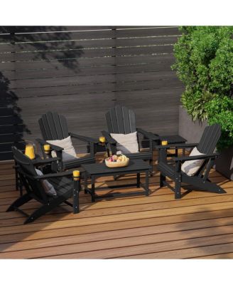 7-Piece HDPE Outdoor Patio Furniture Adirondack Conversation Set