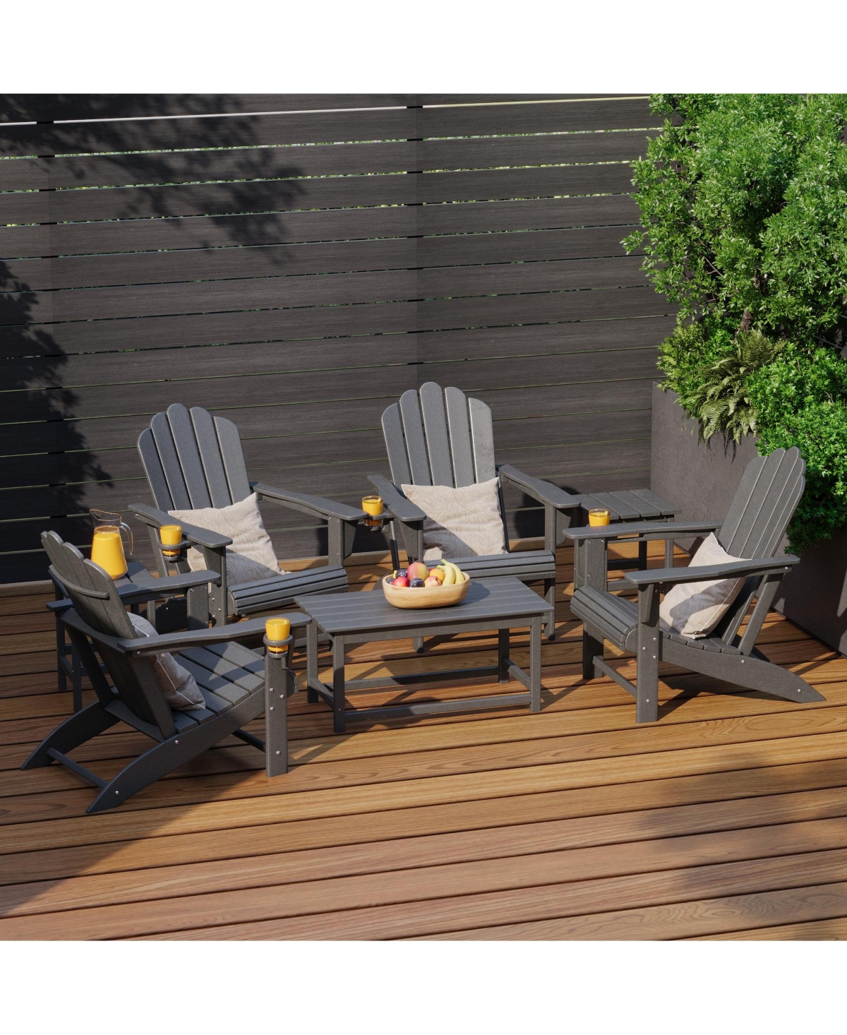 WestinTrends 7-Piece Hdpe Outdoor Patio Furniture Adirondack Conversation Set