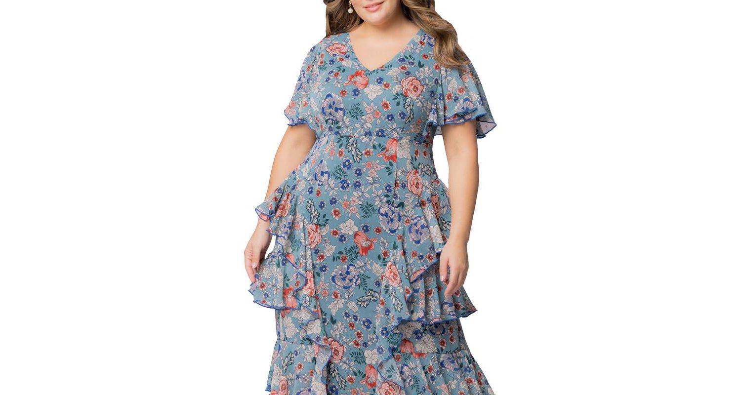 Plus Size Tour de Flounce Evening Gown