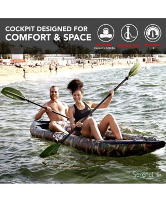 2-Person Inflatable Kayak Set, With Aluminum Oars & Pump, Camo Design