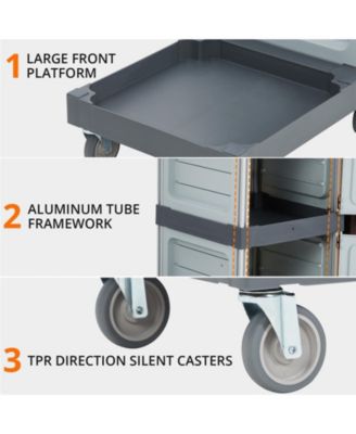 Commercial Janitorial Cart with Cabinet, 3-ply Multi-Purpose Engineered Plastic Housekeeping Car