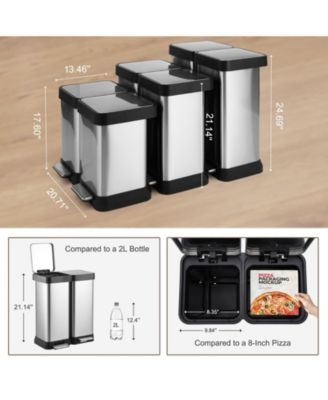 Large Capcity Dual Trash and Recycling Bin, Fingerprint Proof Stainless Steel Kitchen Garbage Can