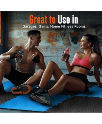 6-Piece Puzzle Exercise Mat, EVA Foam Tiles, Blue/Black