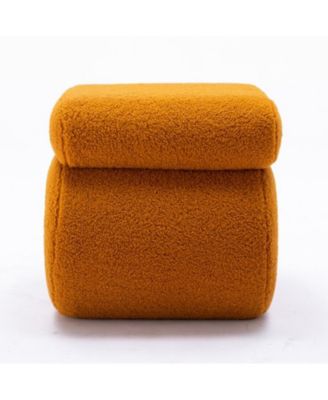 Modern S-Shape Makeup Stool, Teddy Fabric Upholstered Footstool, Comfy Ottoman for Bedroom, Living Room, and Dressing Table