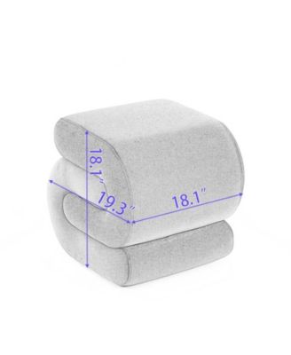 Modern S-Shape Makeup Stool, Teddy Fabric Upholstered Footstool, Comfy Ottoman for Bedroom, Living Room, and Dressing Table