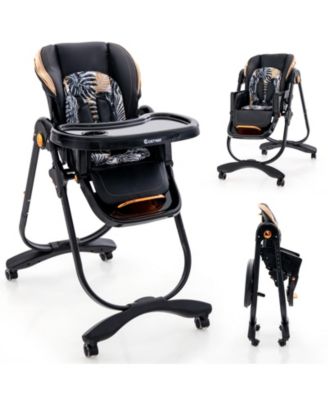 Folding Baby High Chair with Adjustable Height and Recline