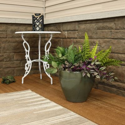 Large Ceramic Planter - Indoor or Outdoor Plant Pot with Drainage Holes - Seafoam Glaze Finish - 13" - Resort