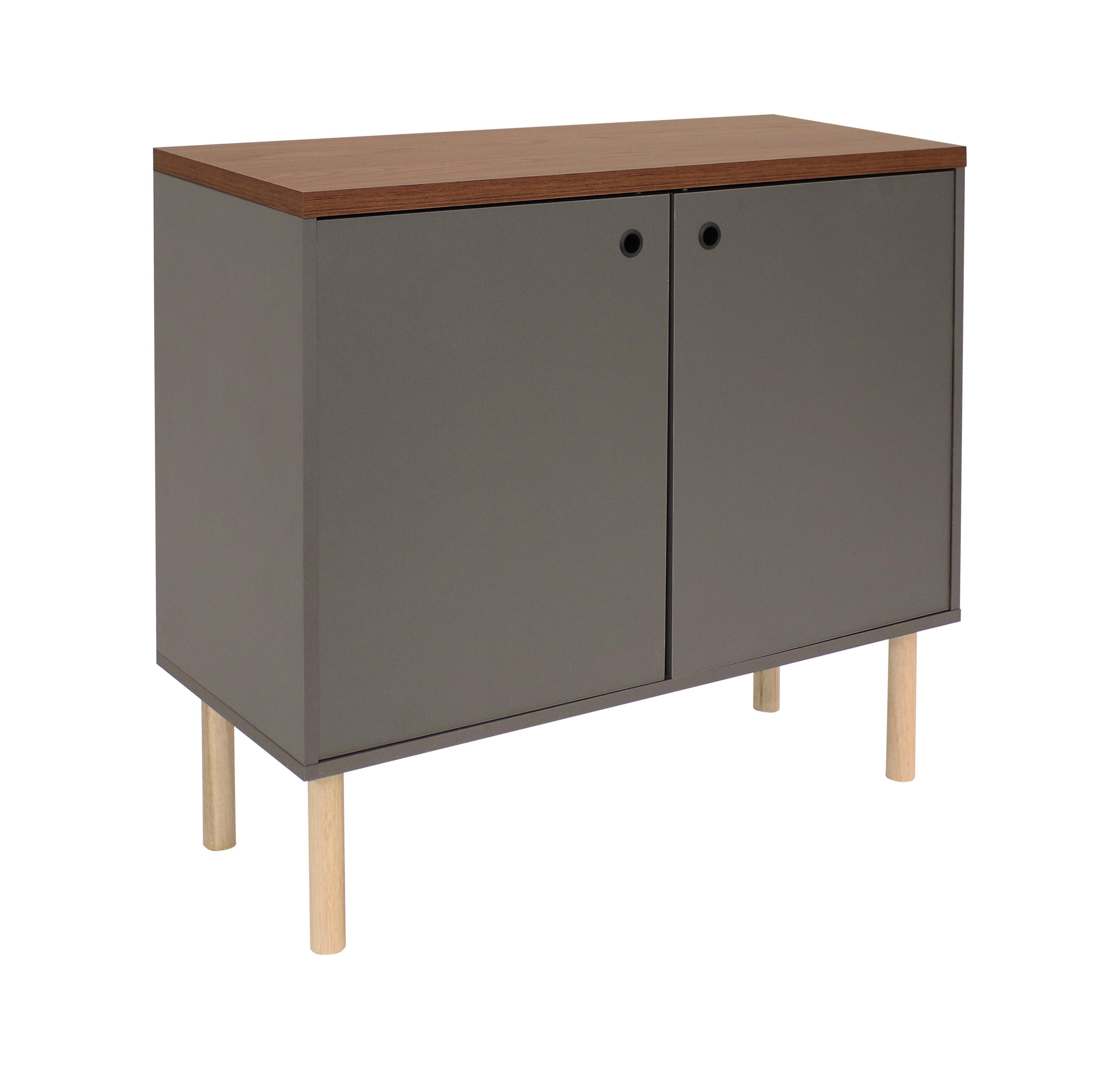Indoor Mid-Century Modern 2-Door Accent Buffet Cabinet with Shelves
