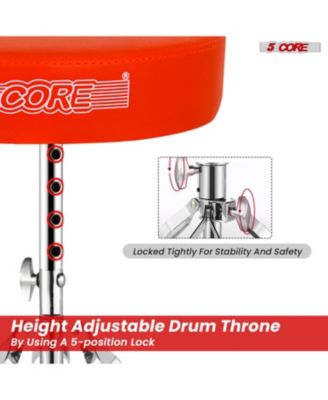 Drum Throne Adjustable Guitar Stool Padded Seat + Drum Practice Pad Snare Drumming Stand