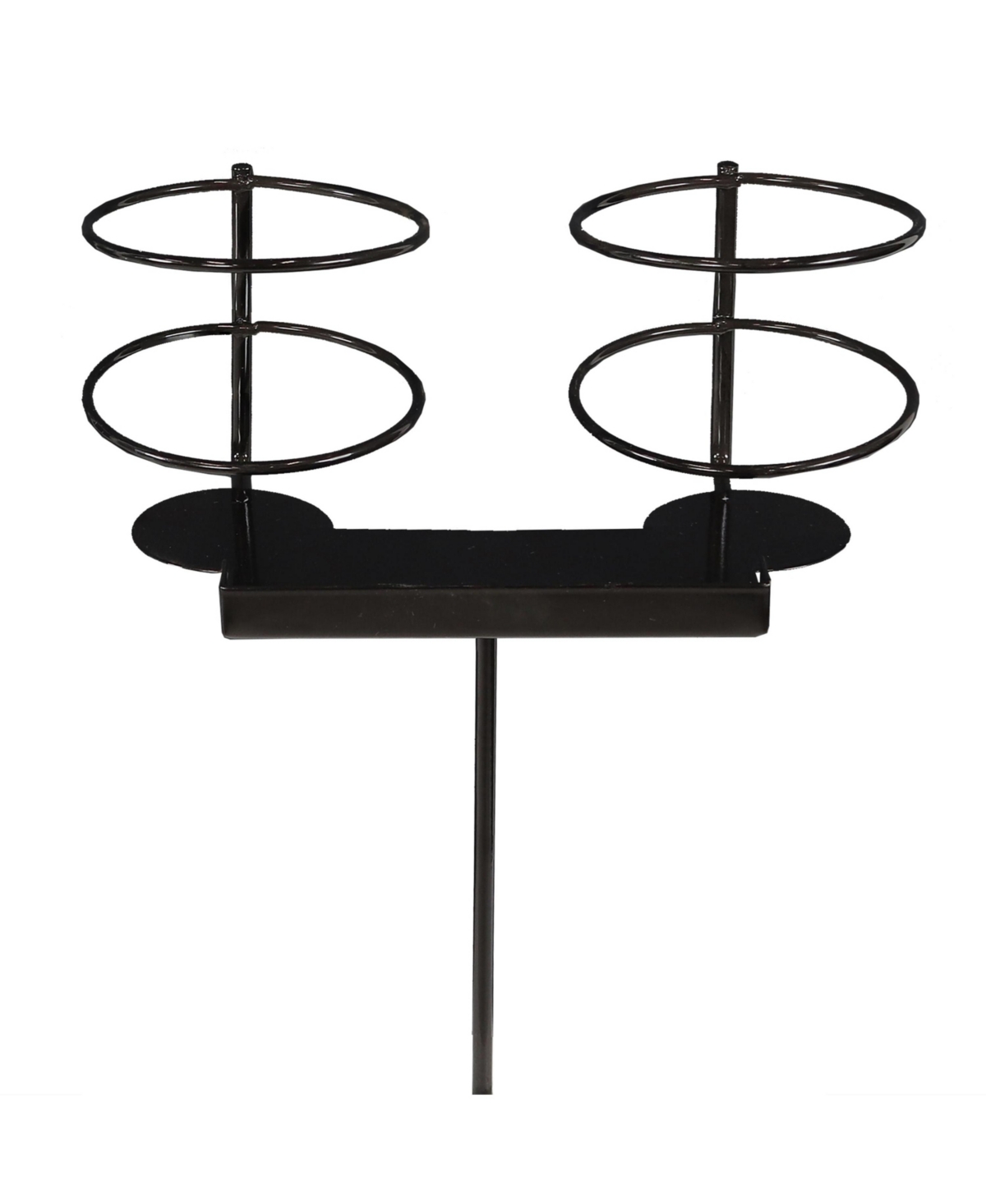 Outdoor Drink/Beverage Holder Stakes with Side Tray for Lawn, 2pk, Black and White