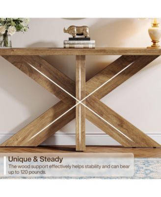70.9 Inches Long Sofa Table Behind Couch, Farmhouse Console Entry Table with Wooden Geometric Base for Entryway, Living Room